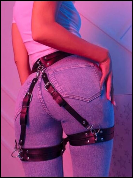 Adjustable Faux Leather Leg Harness Punk Gothic Festival Thigh Strap main image 4